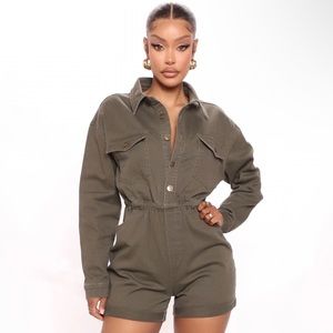 Daniela Denim Romper - Olive Size: L
